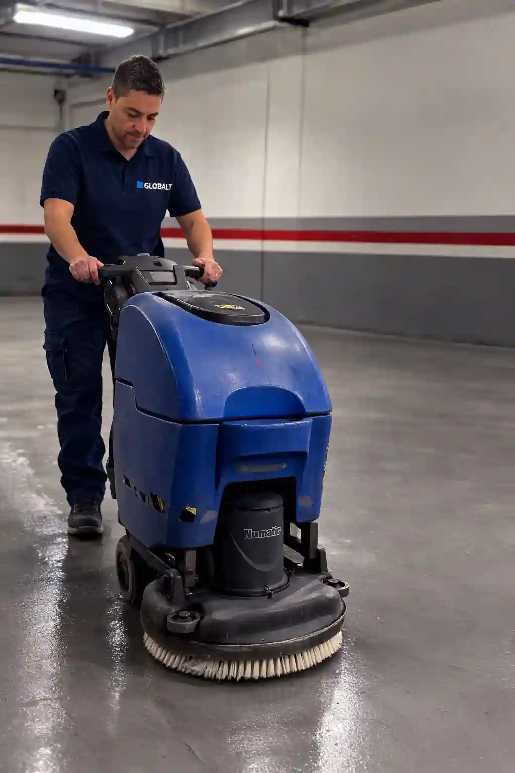 Limpieza de comunidades en Madrid con maquinaria profesional en garaje